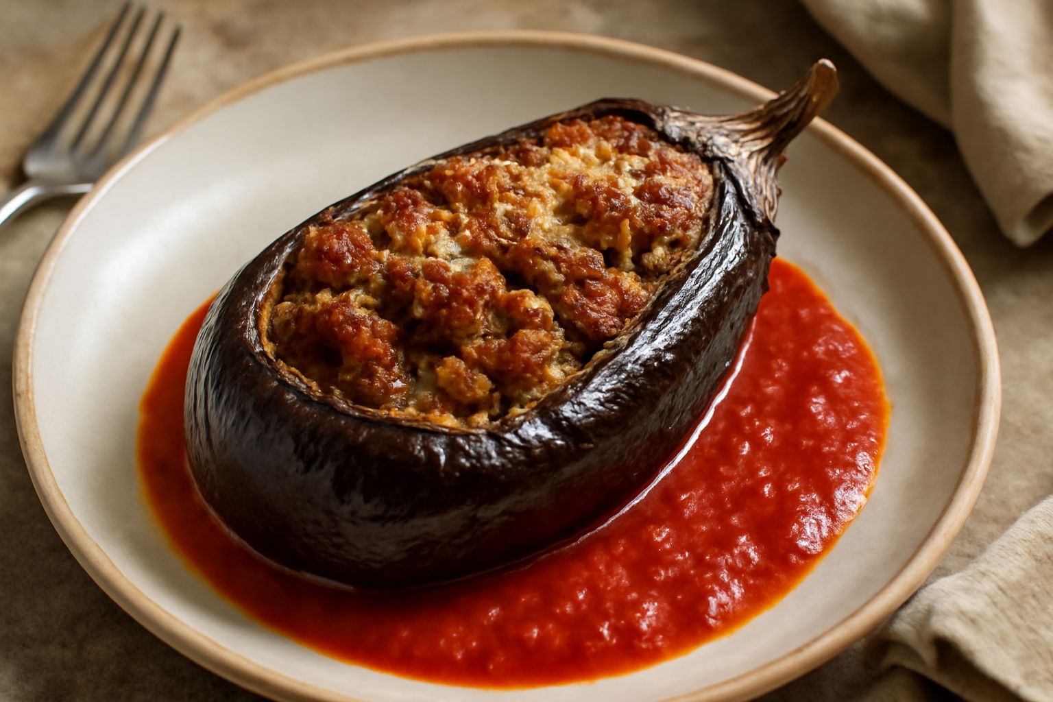 Melanzane ripiena di carne