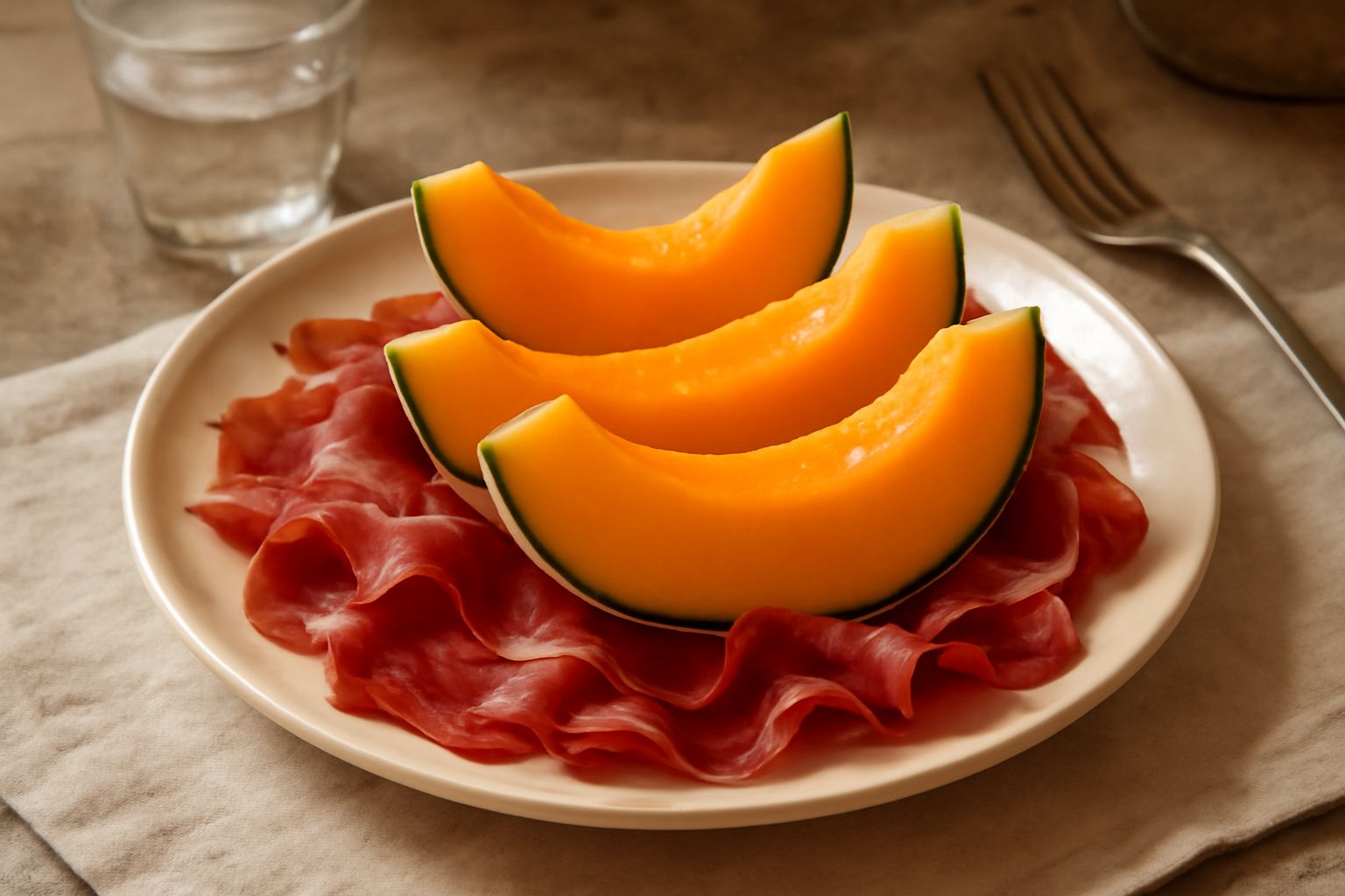 Melone con speck affumicato