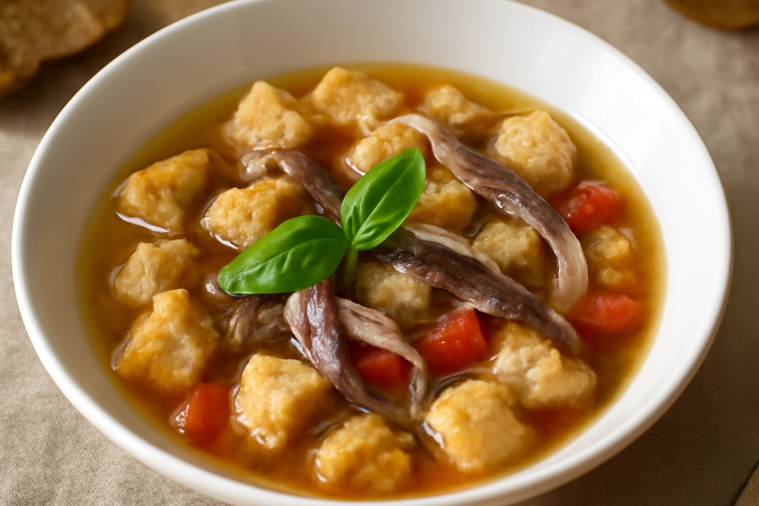 Minestra d'acciughe e pane