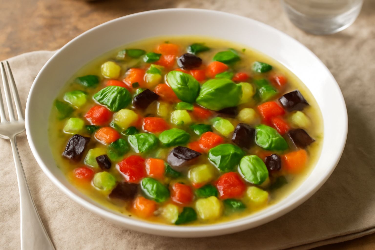 Minestra d'estate con verdure di campo
