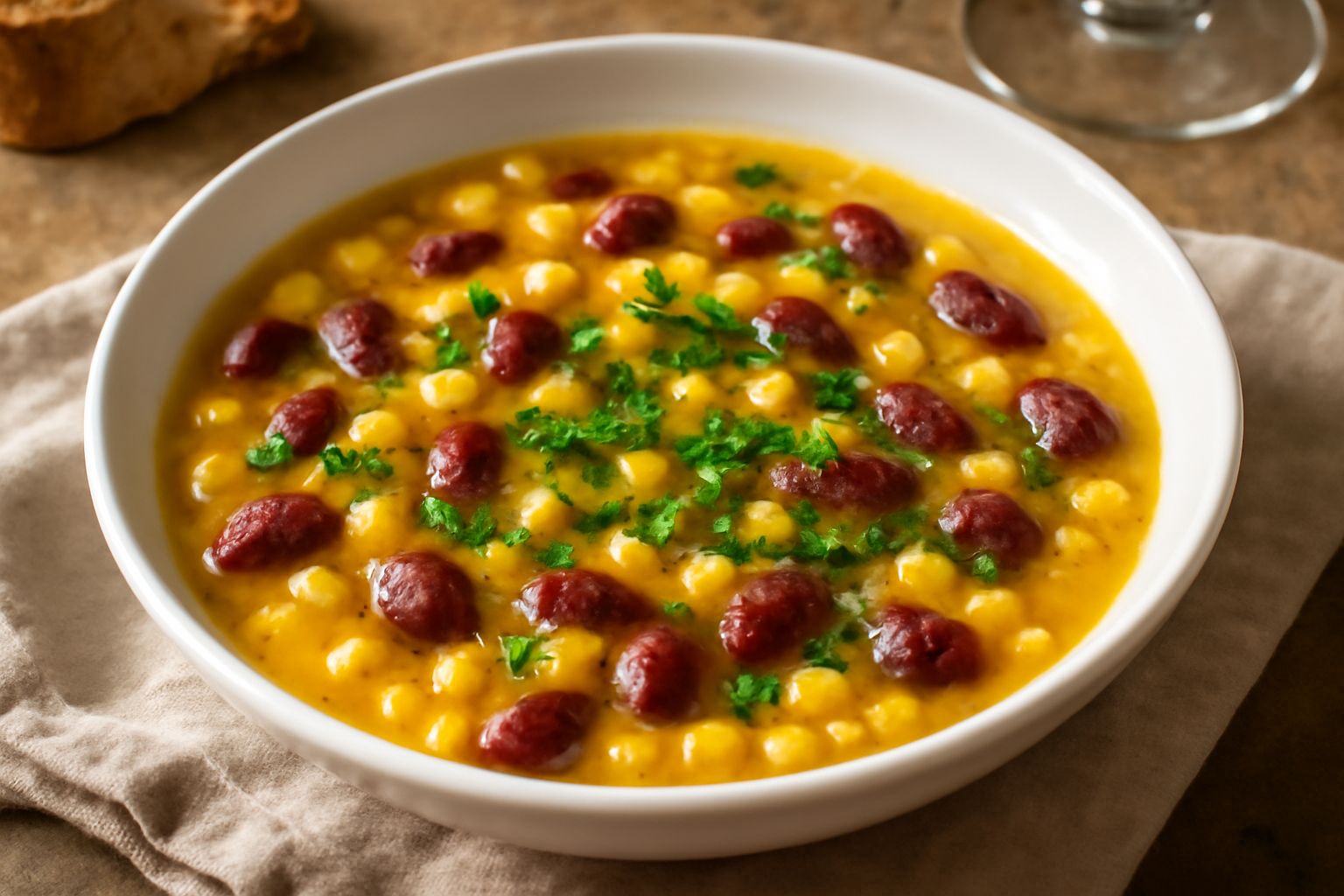 Minestra di granoturco e fagioli