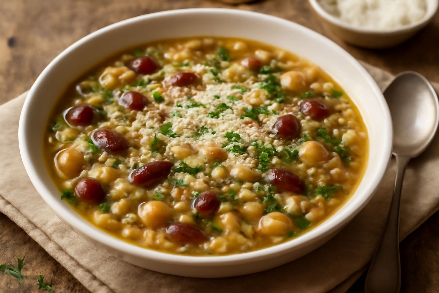 Minestra di orzo e legumi