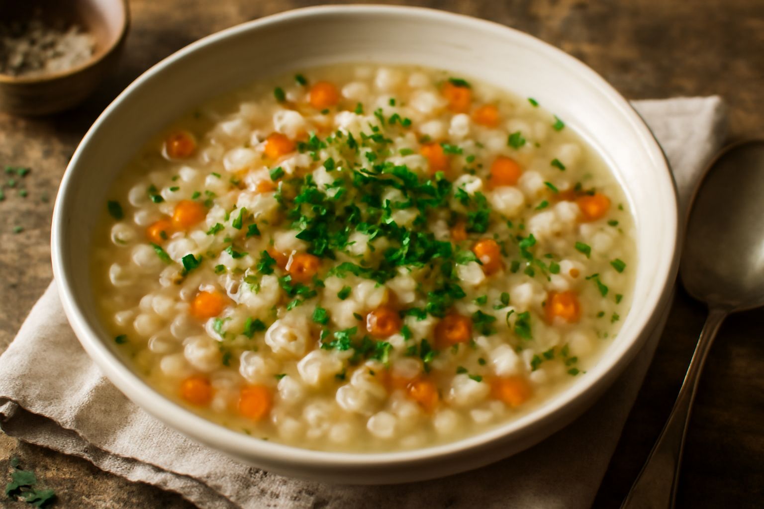 Minestra di orzo perlato