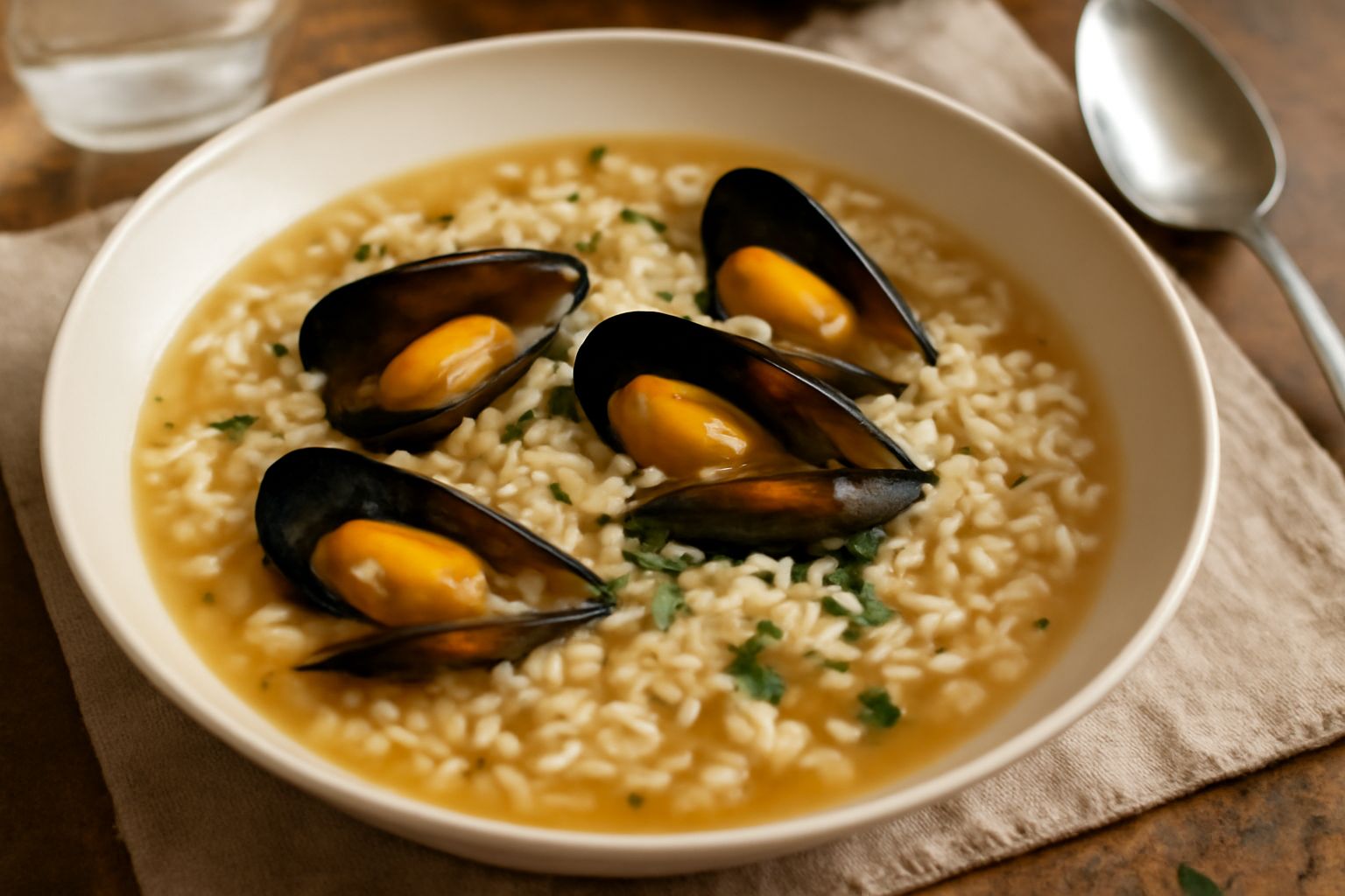 Minestra di riso e cozze