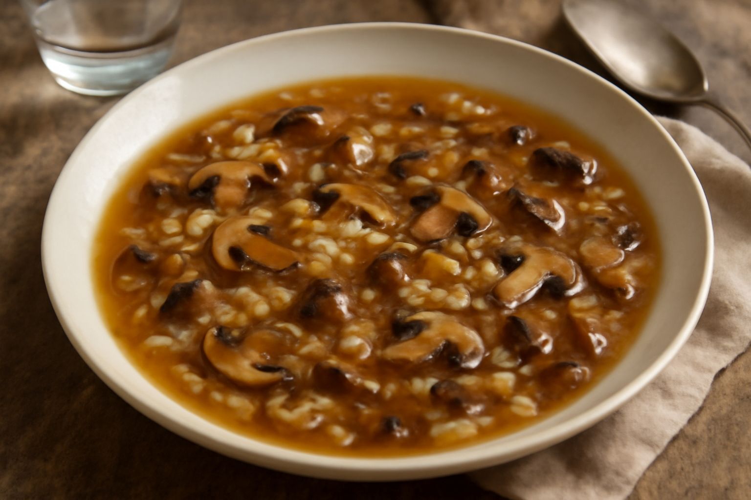 Minestra di riso e funghi