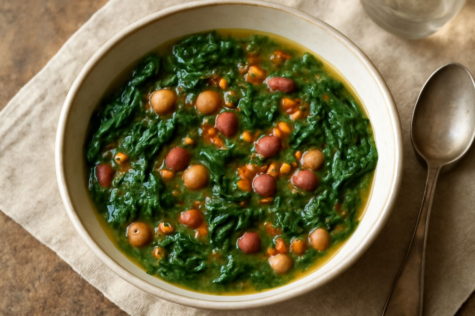 Minestra di spinaci e legumi