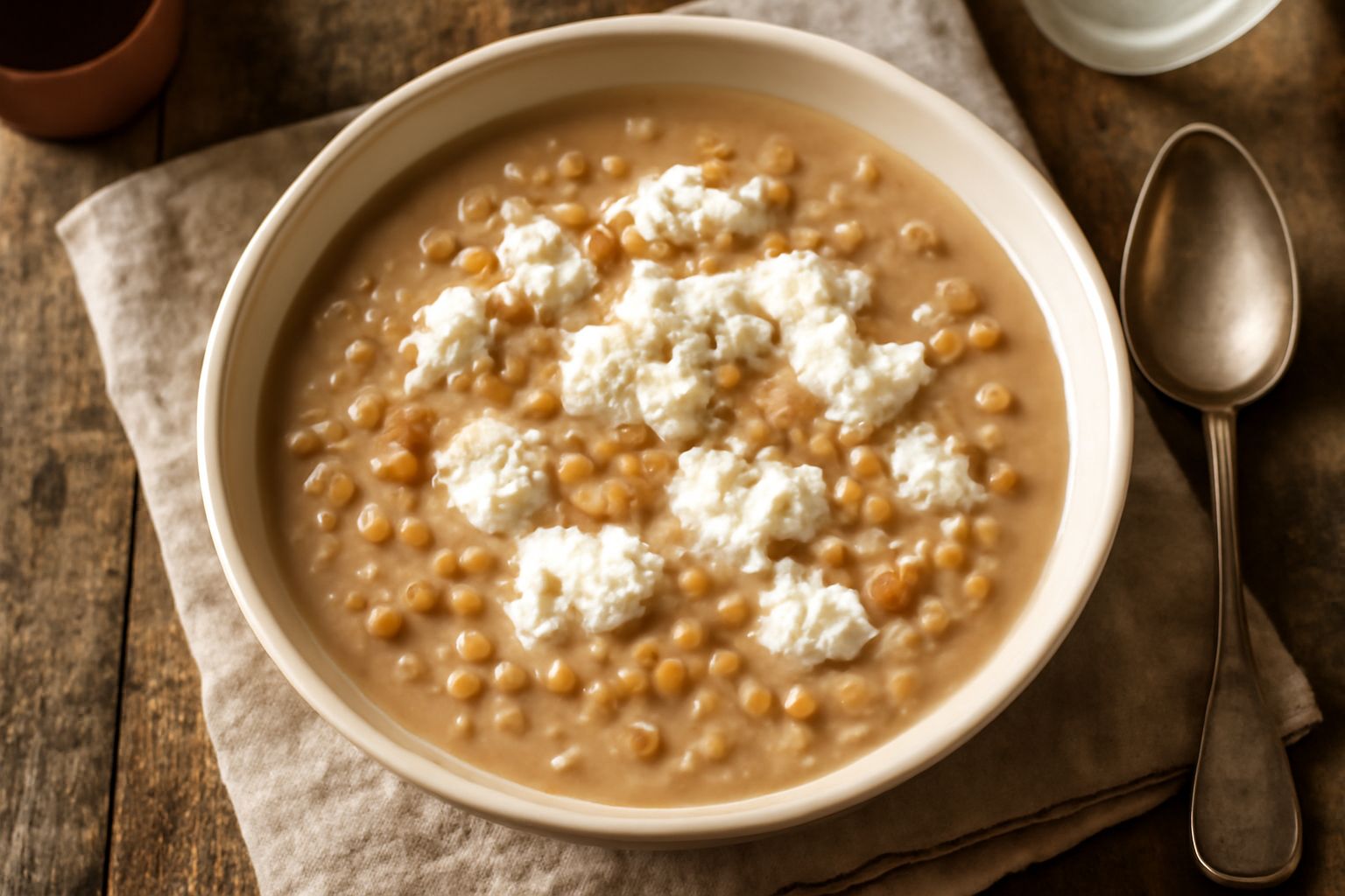 Minestra d'orzata e ricotta