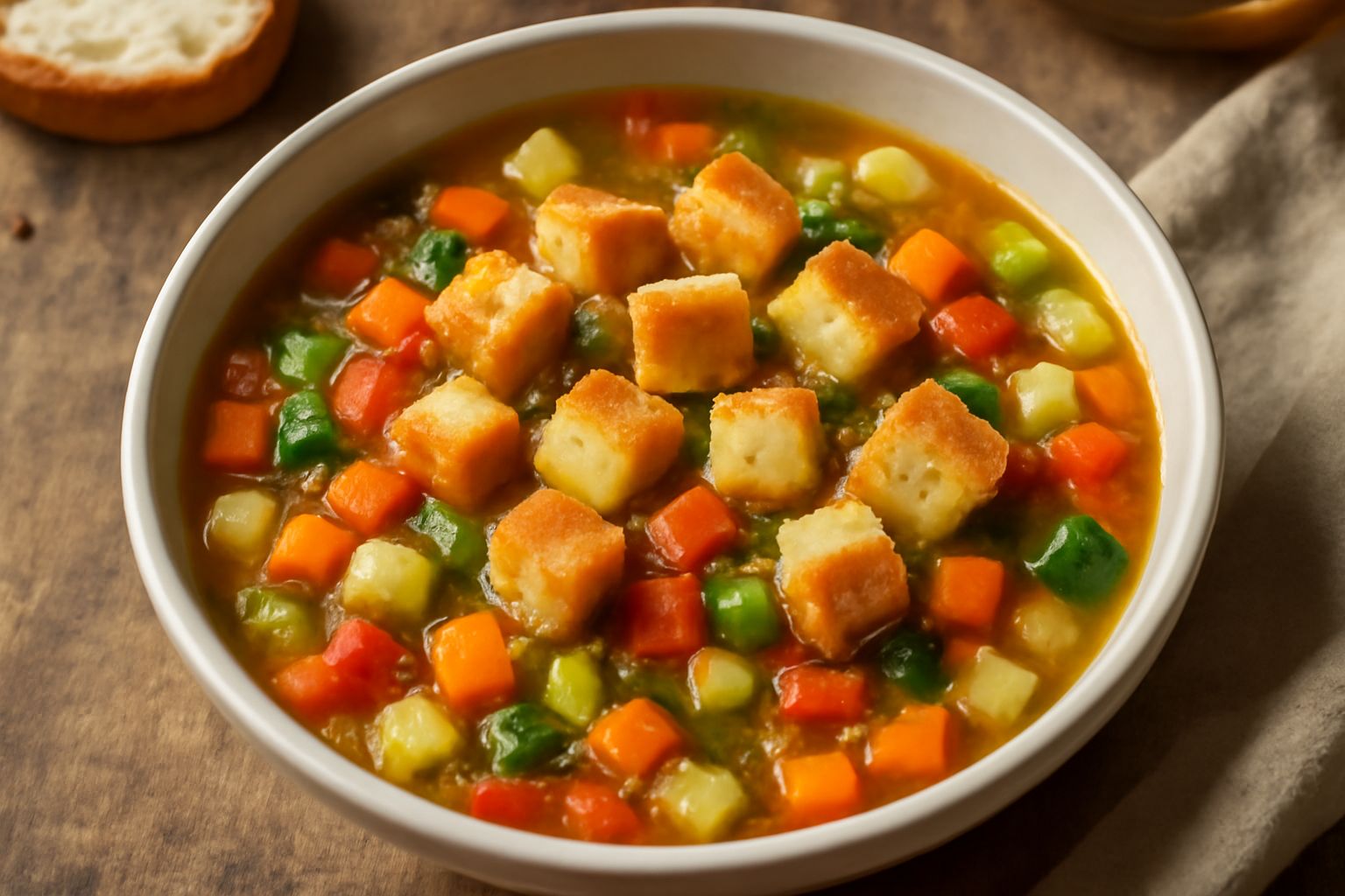 Minestrone di verdure con pane raffermo