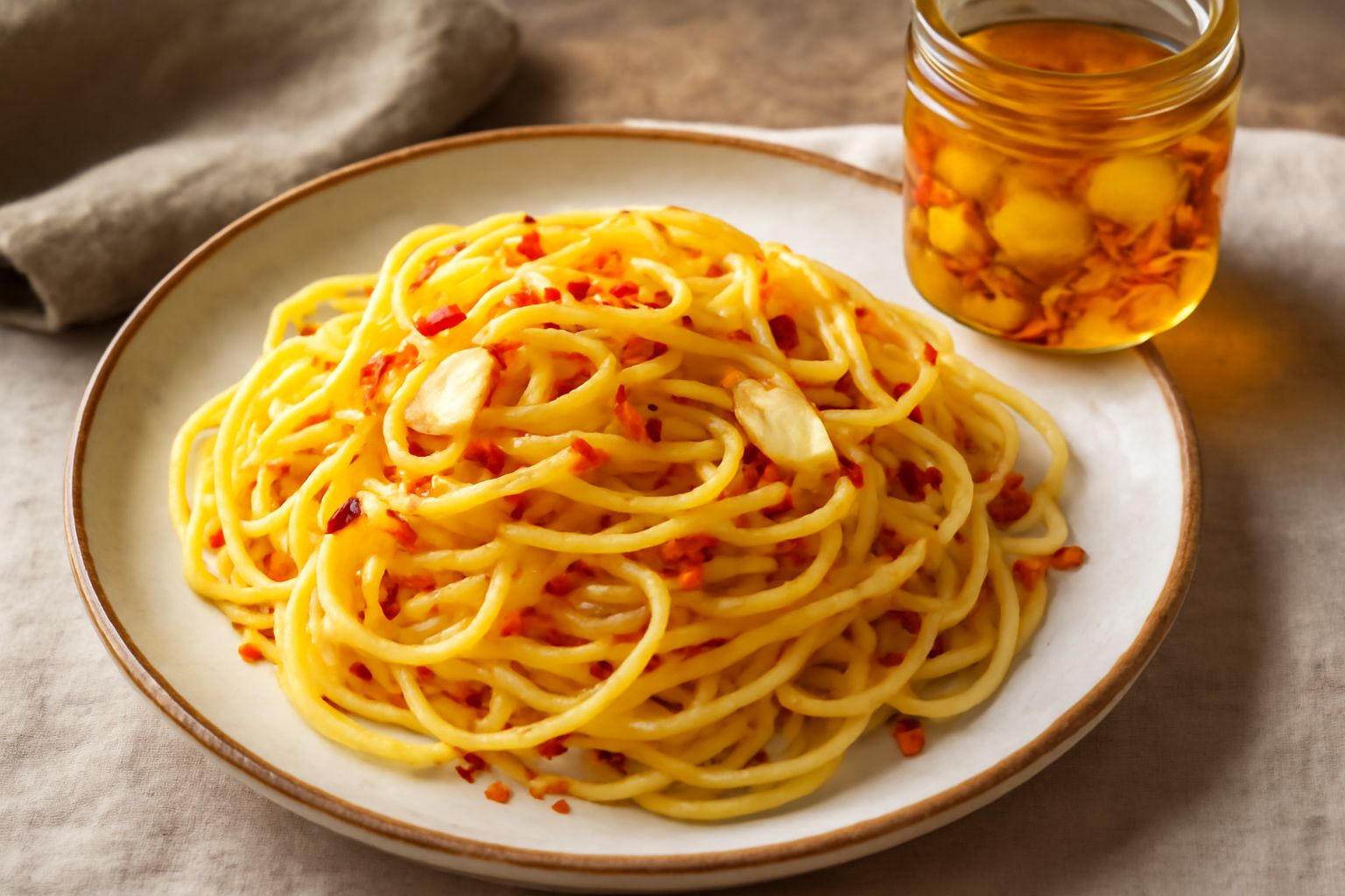 Olio all'aglio e peperoncino