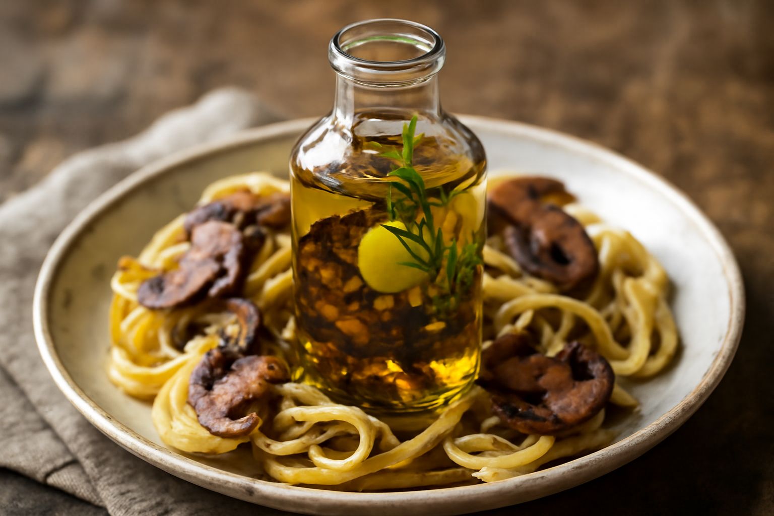 Olio aromatizzato ai funghi