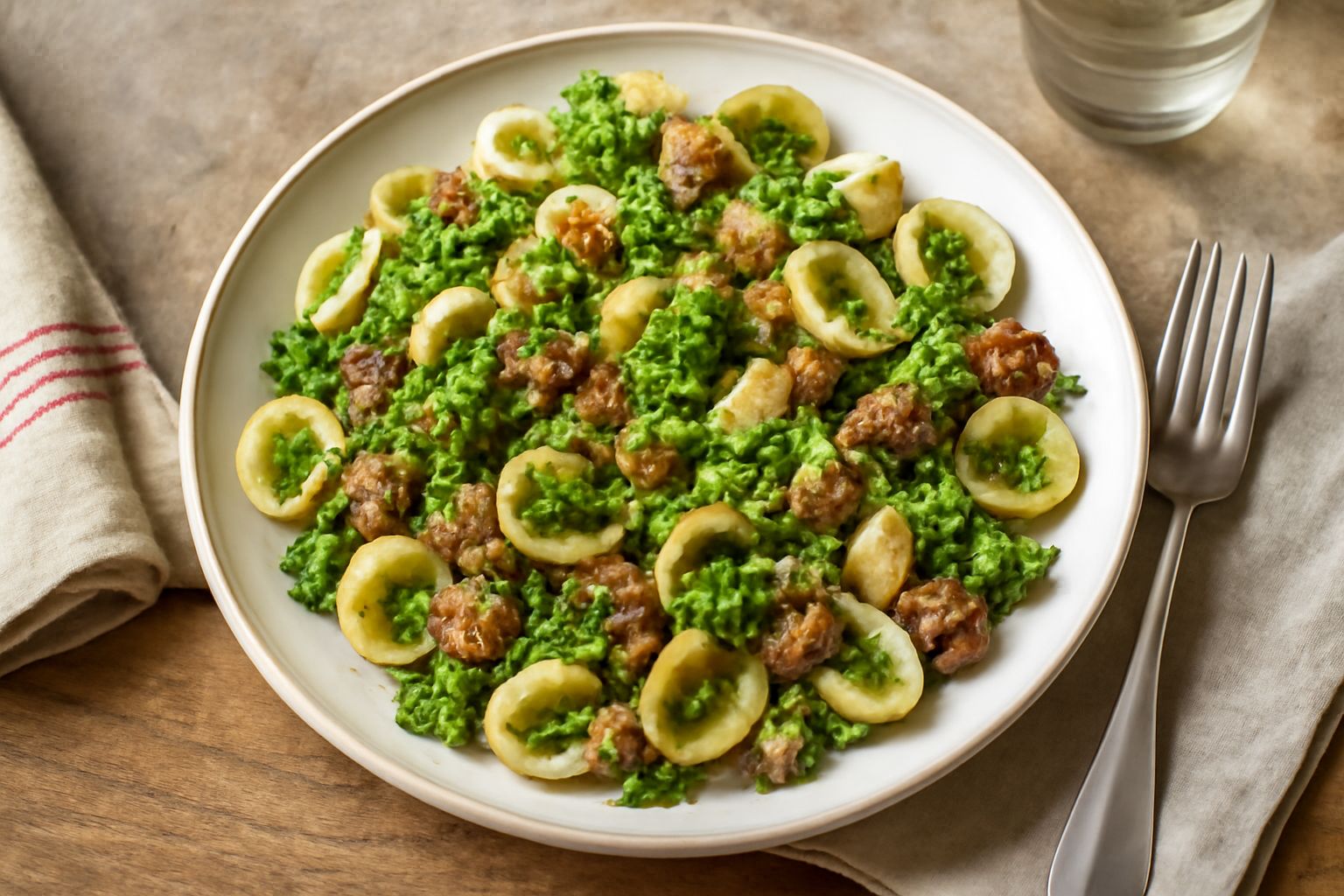 Orecchiette con broccoli e salsiccia