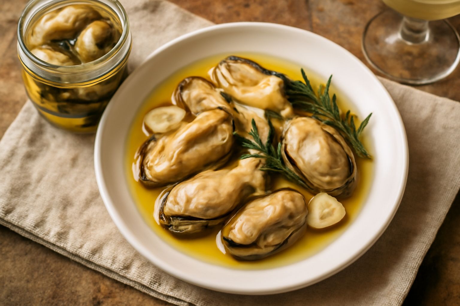 Ostriche conservate sott'olio