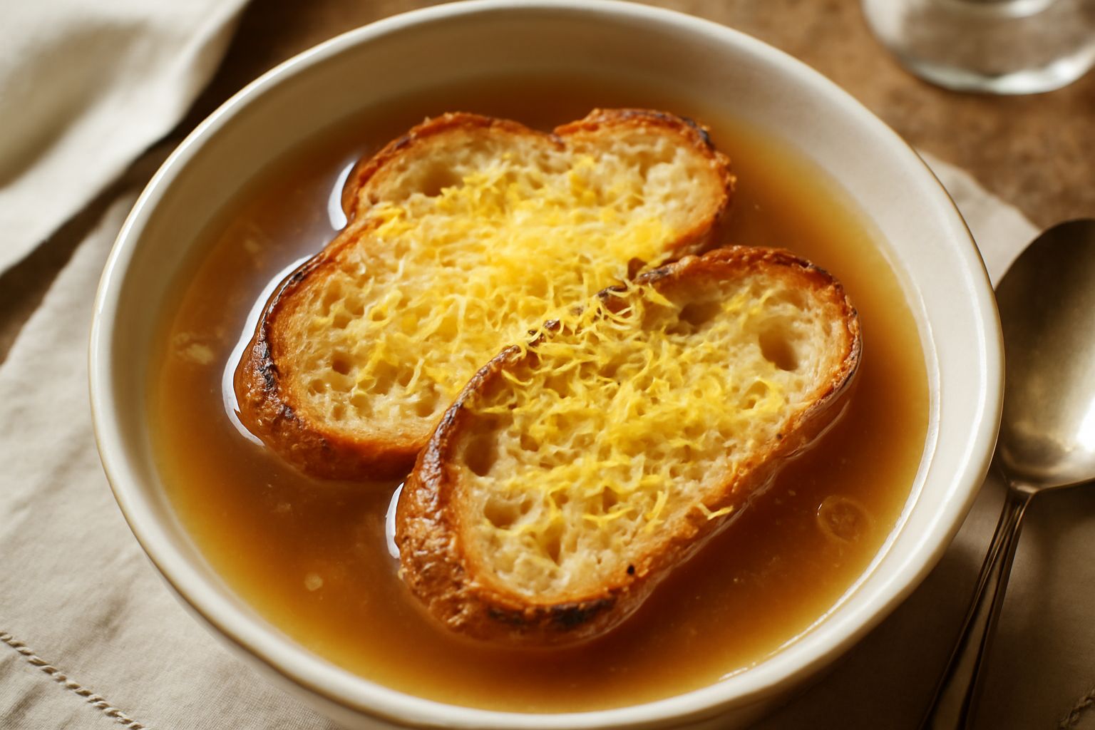 Pane abbrustolito e brodo