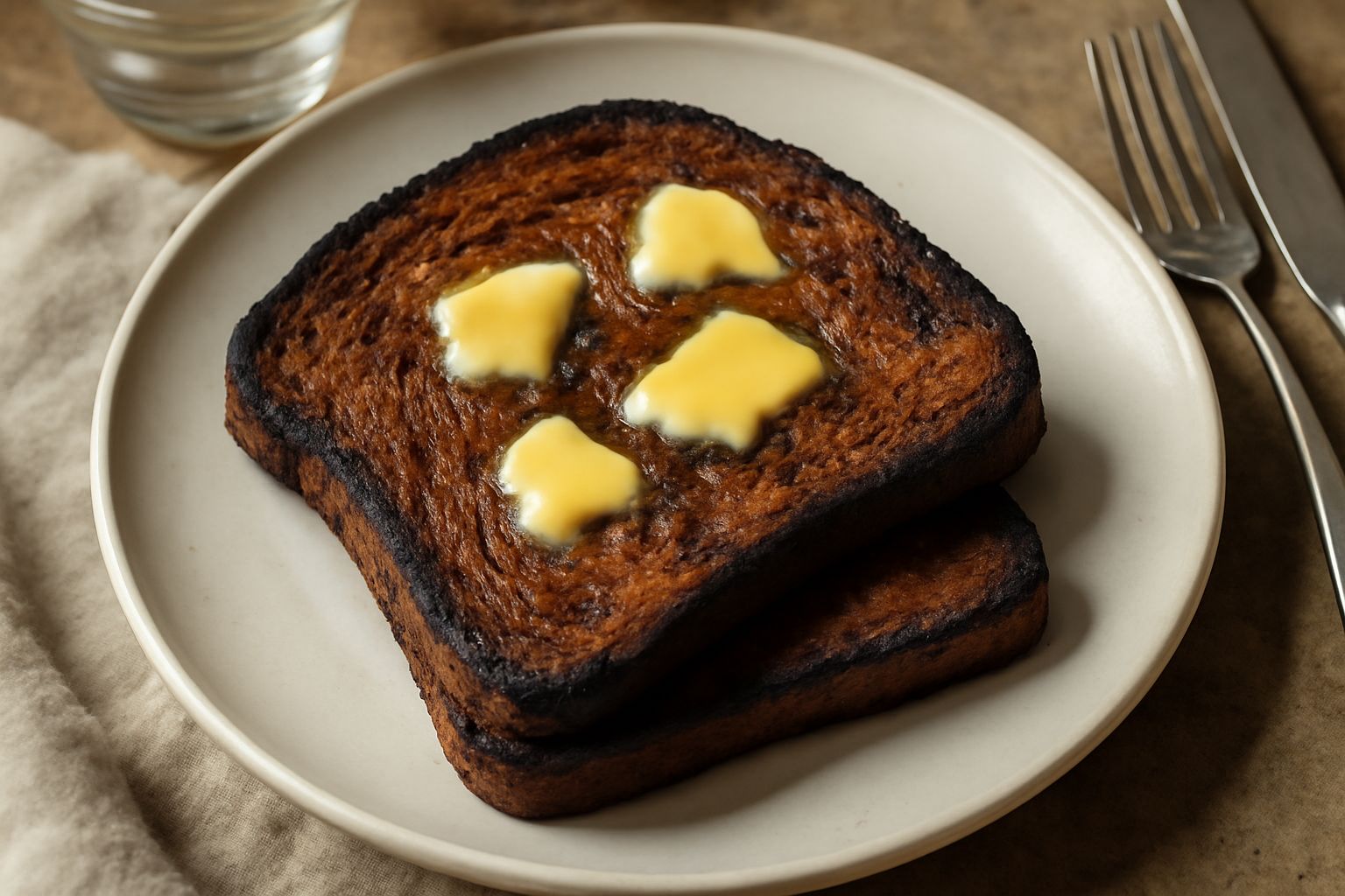 Pane nero tostato con burro