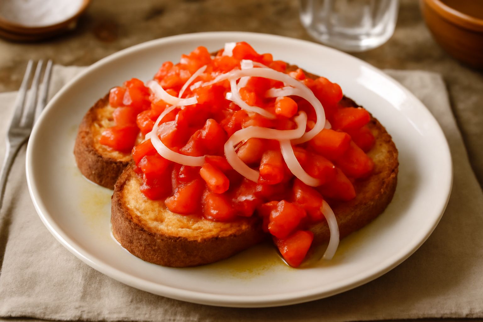Pane raffermo con pomodori e cipolle