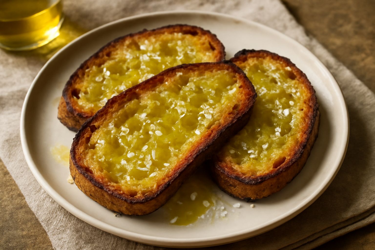 Pane tostato con olio nuovo