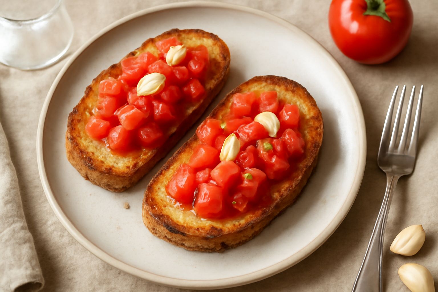 Pane tostato con pomodoro e aglio