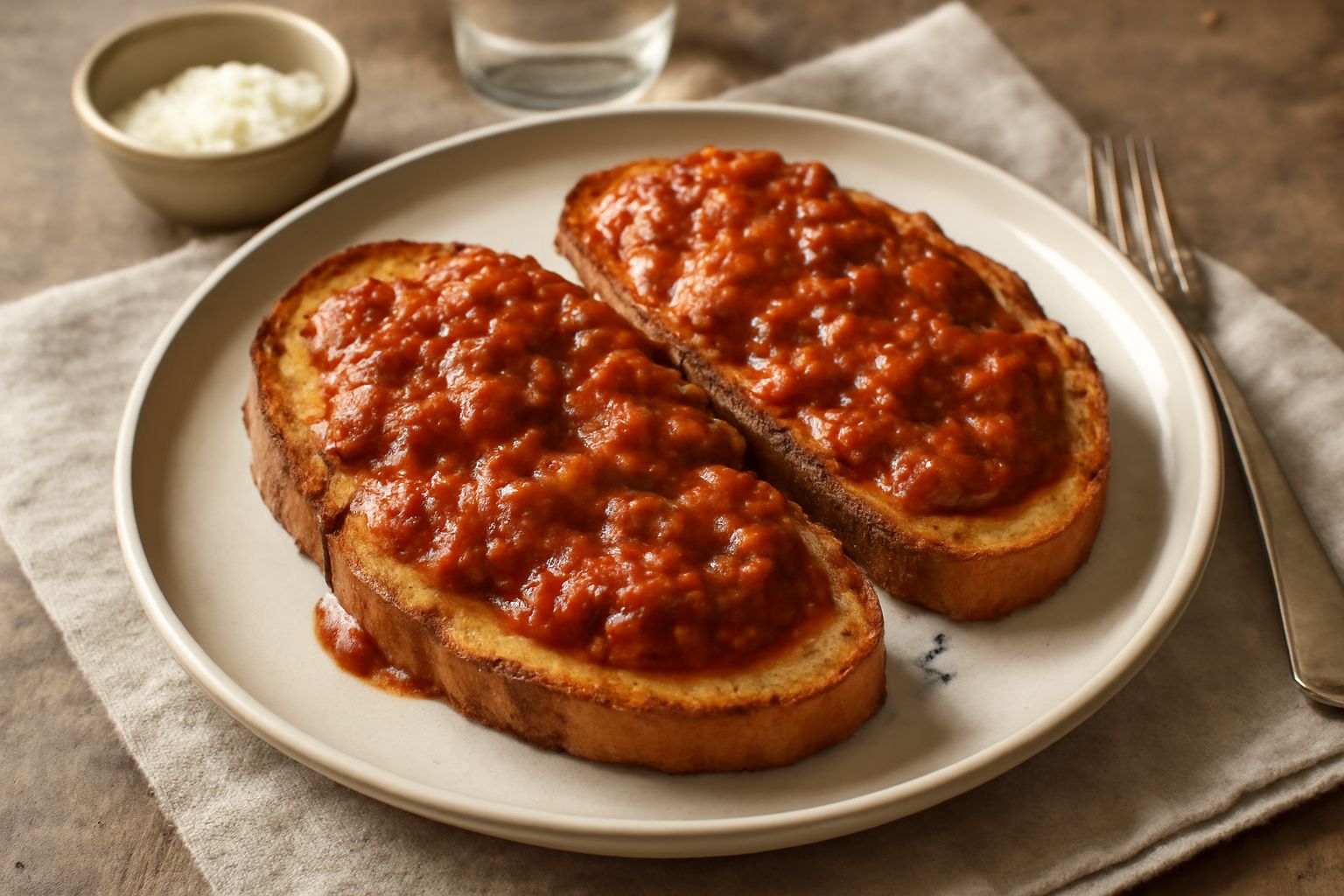 Pane tostato con sugo