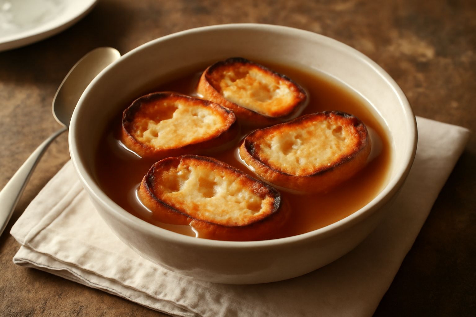 Pane tostato in brodo