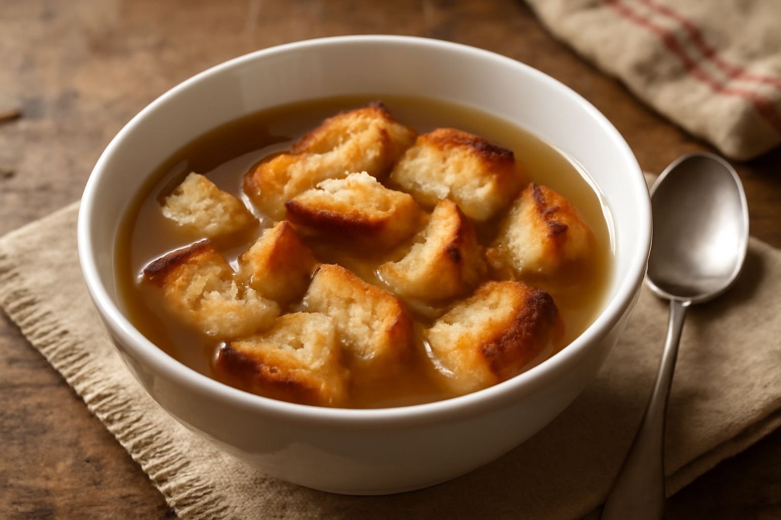 Pane tostato nel brodo