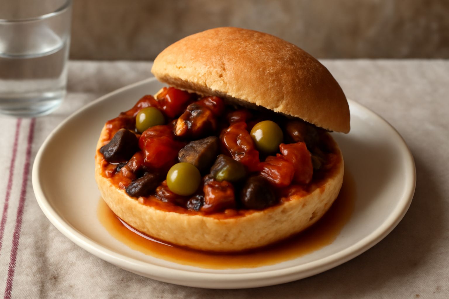 Pani cunzatu ca' caponata