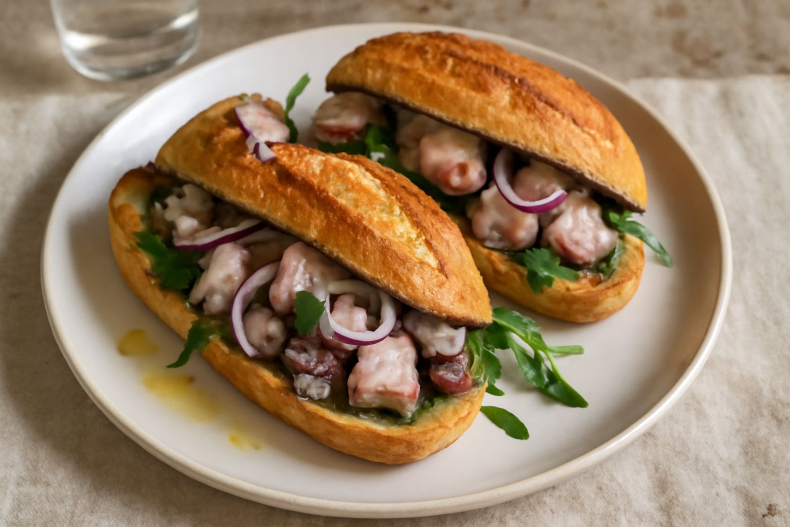 Panini con polpo bollito