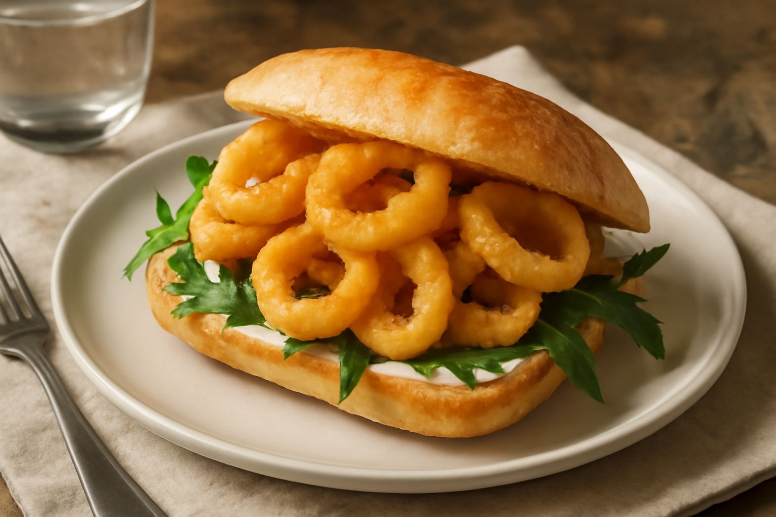Panino con il calamaro fritto