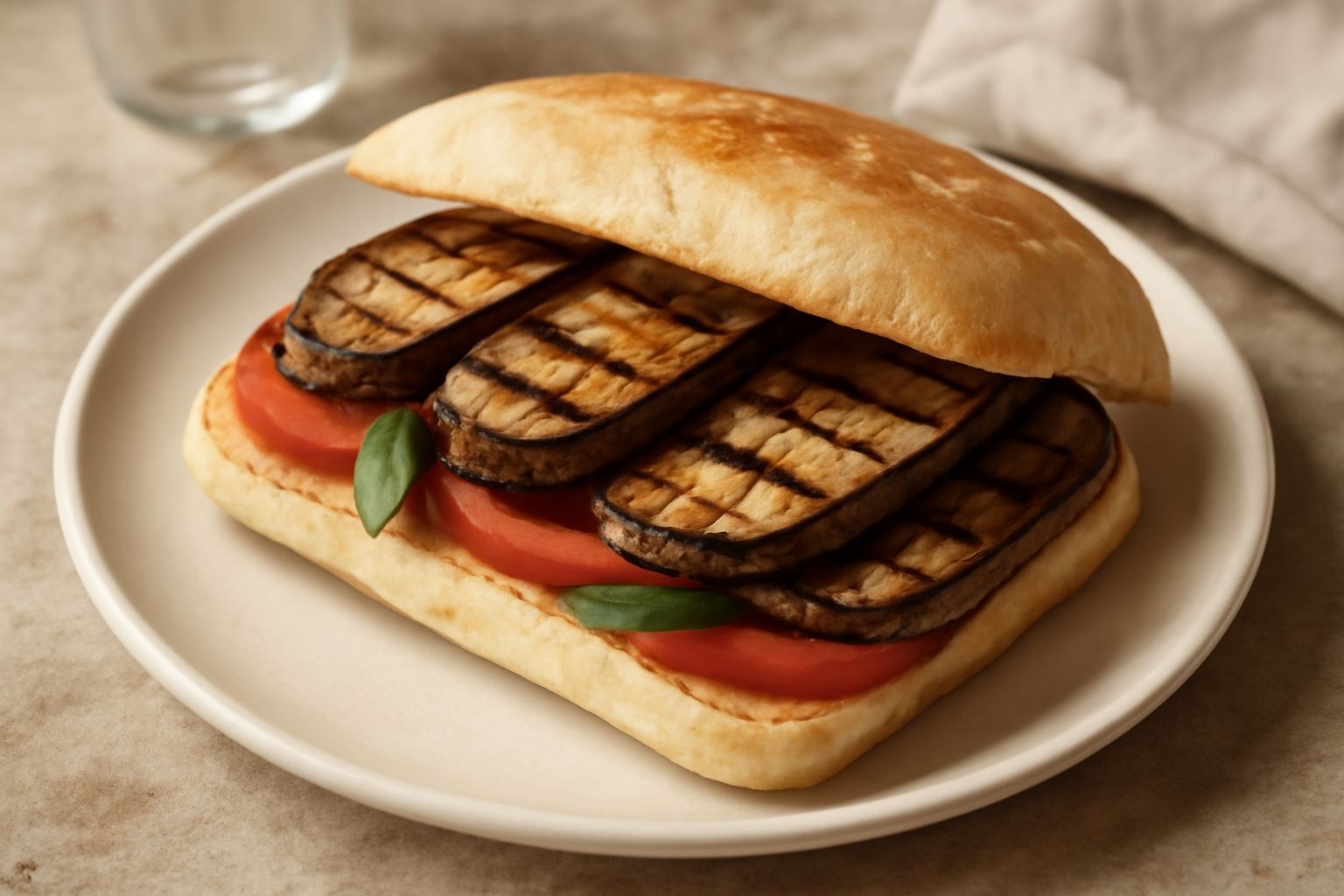 Panino con melanzane grigliate