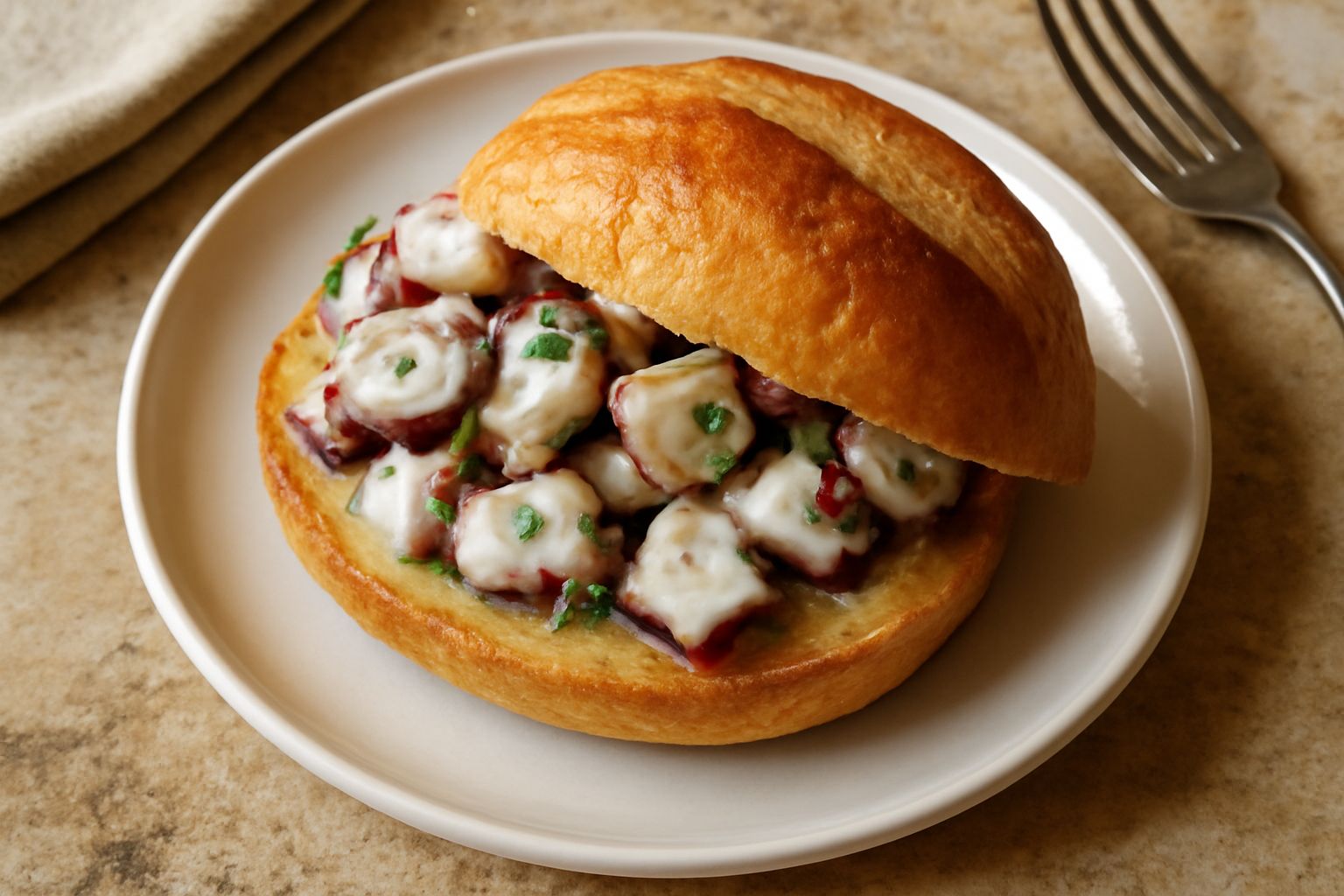 Panino con polpo bollito