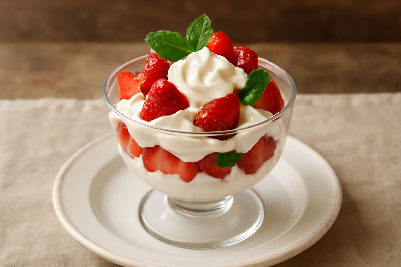 Panna montata con fragole