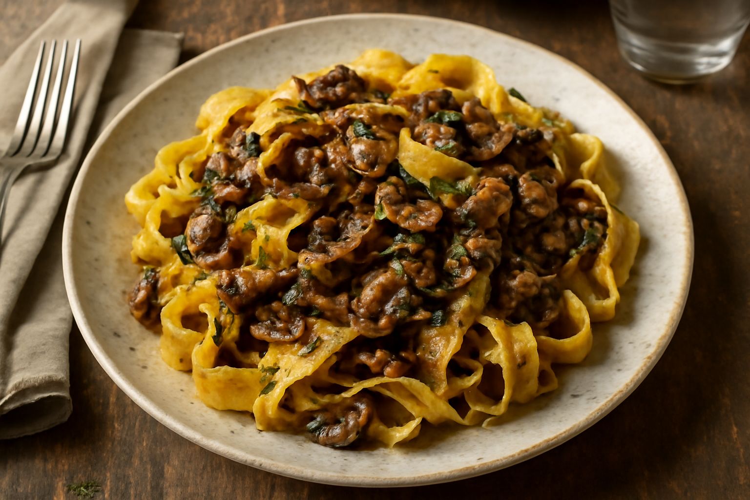 Papparadelle con funghi