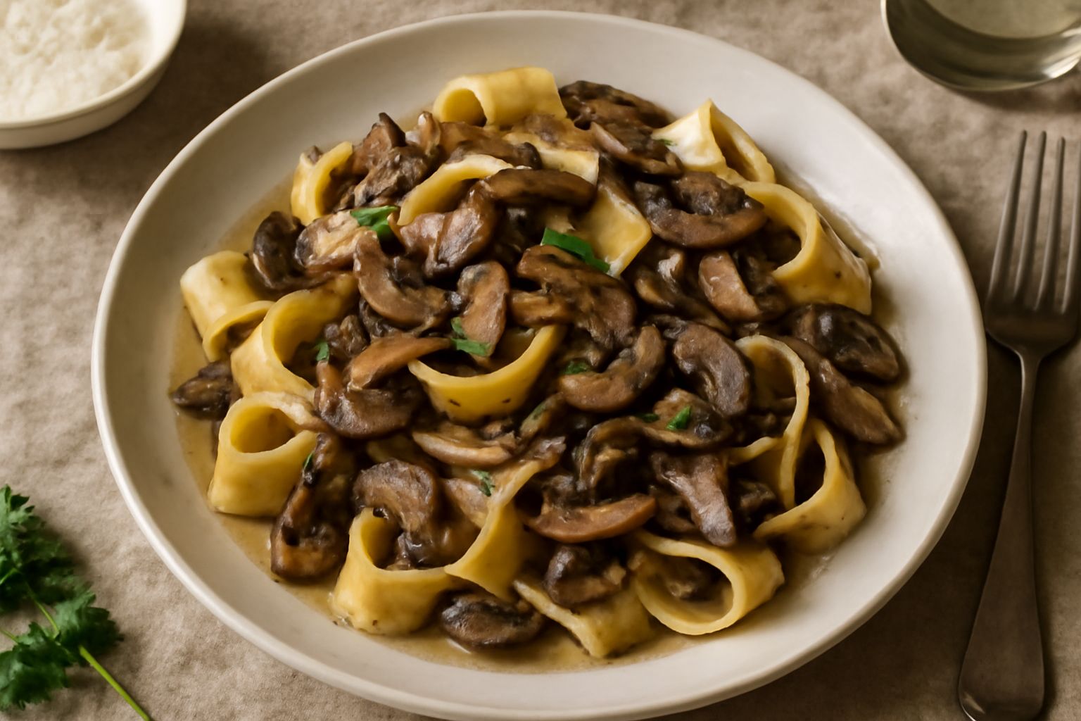 Pappardelle ai funghi: ricchezza umami che nutre senza appesantire