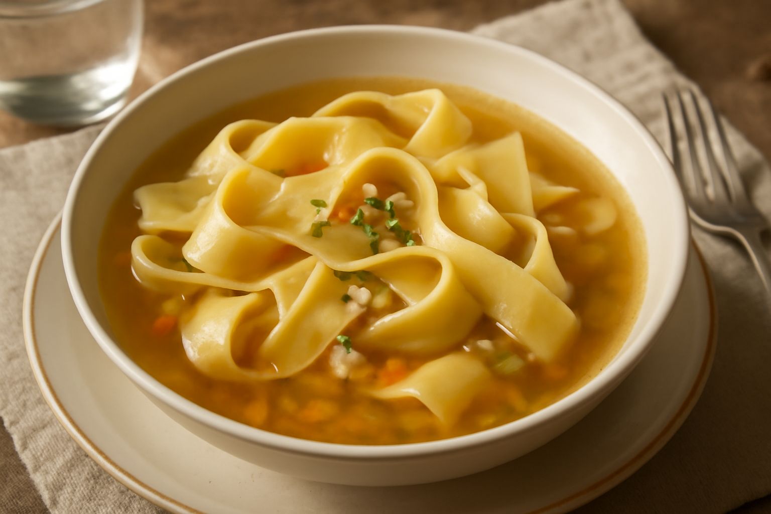 Pappardelle in brodo di cappone