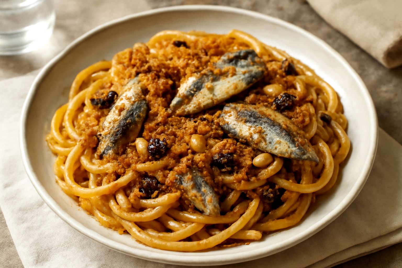 Pasta alla beccafico di pesce
