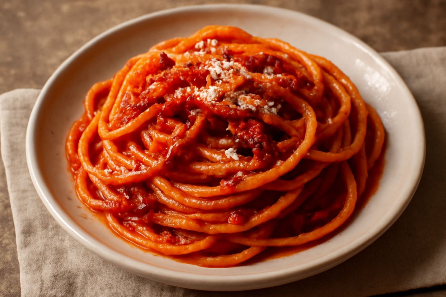 Pasta all'amatriciana marchigiana