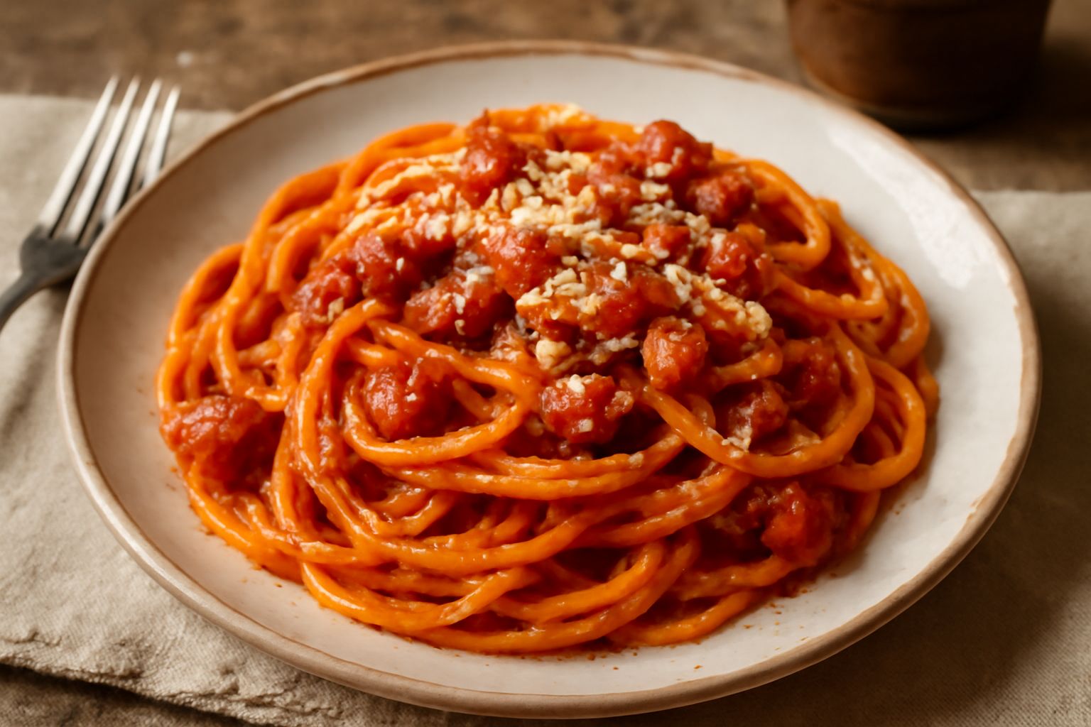 Pasta all'amatriciana umbra