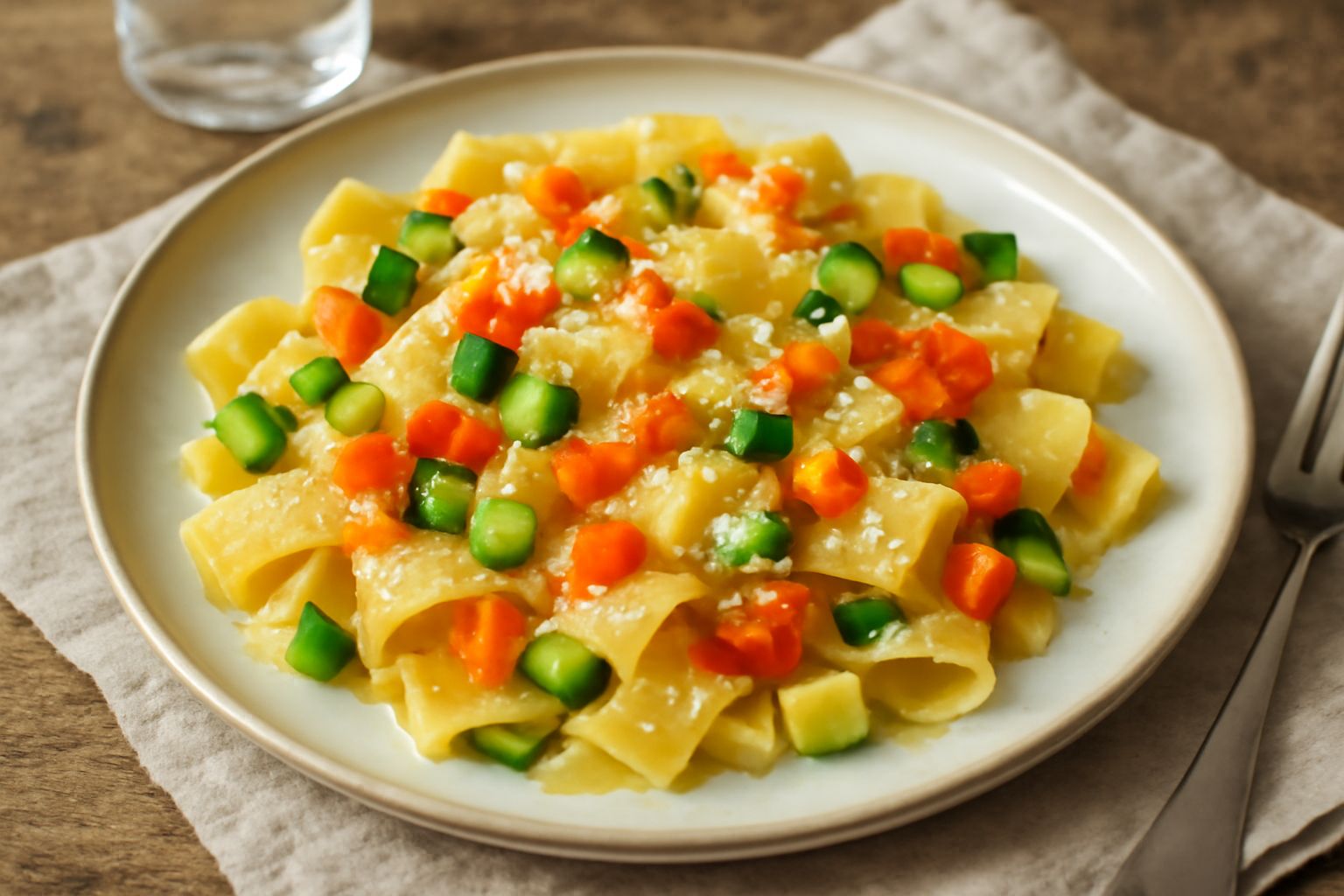 Pasta all'uovo con rimasugli