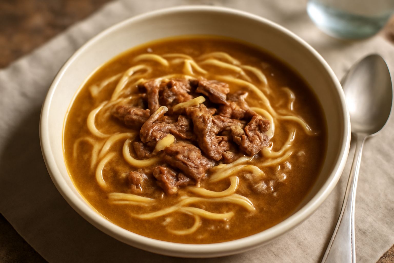 Pasta ca' brodo di carne povera