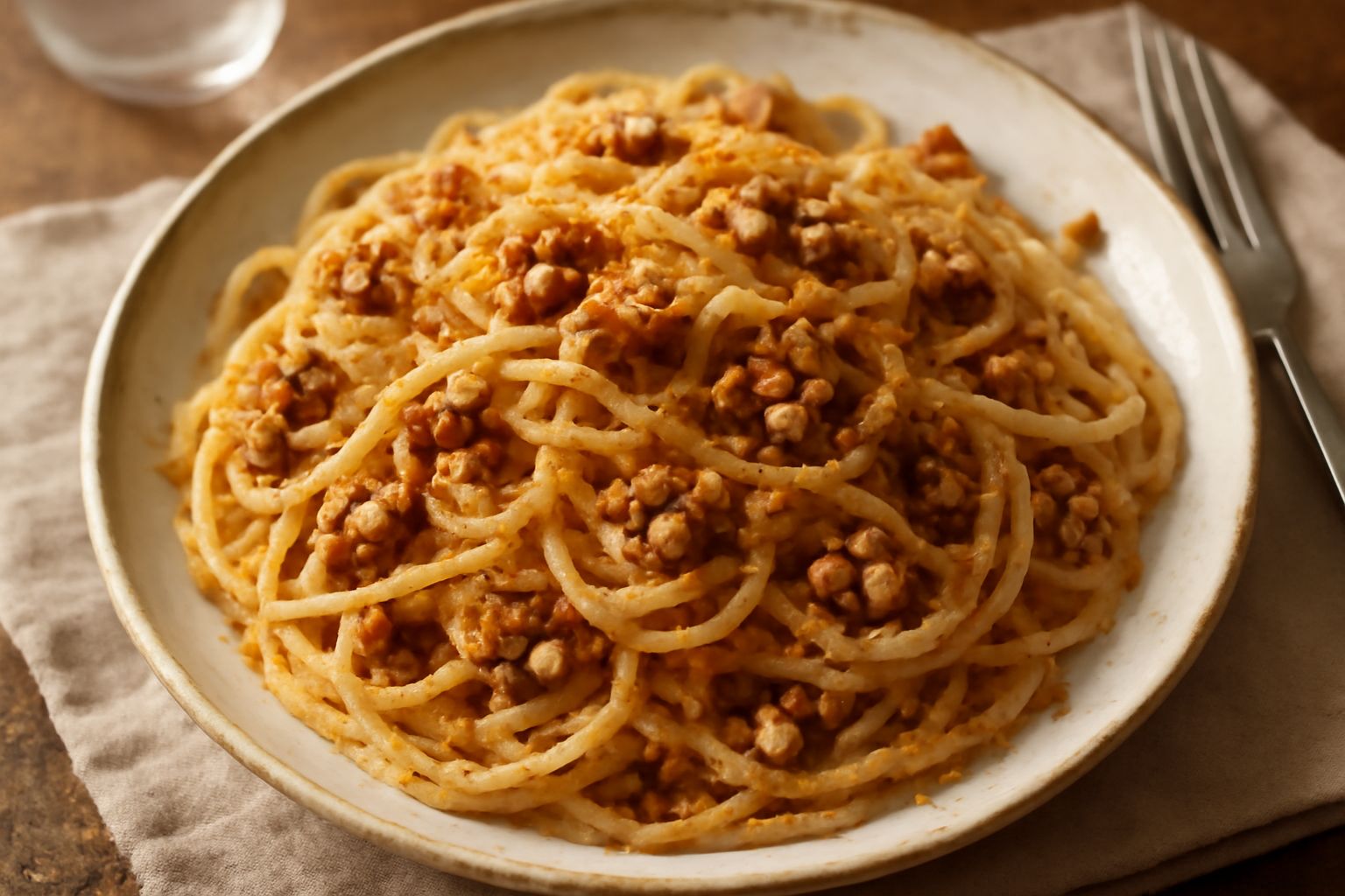Pasta ca' le noci e pangrattato