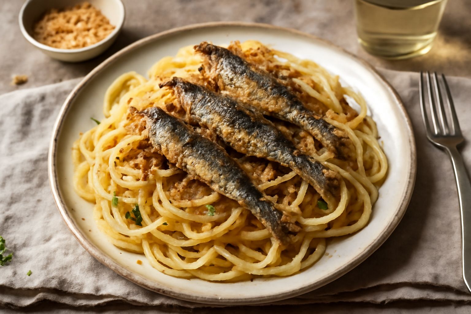 Pasta ca' le sarde fritte: il piatto che sfida la semplicita