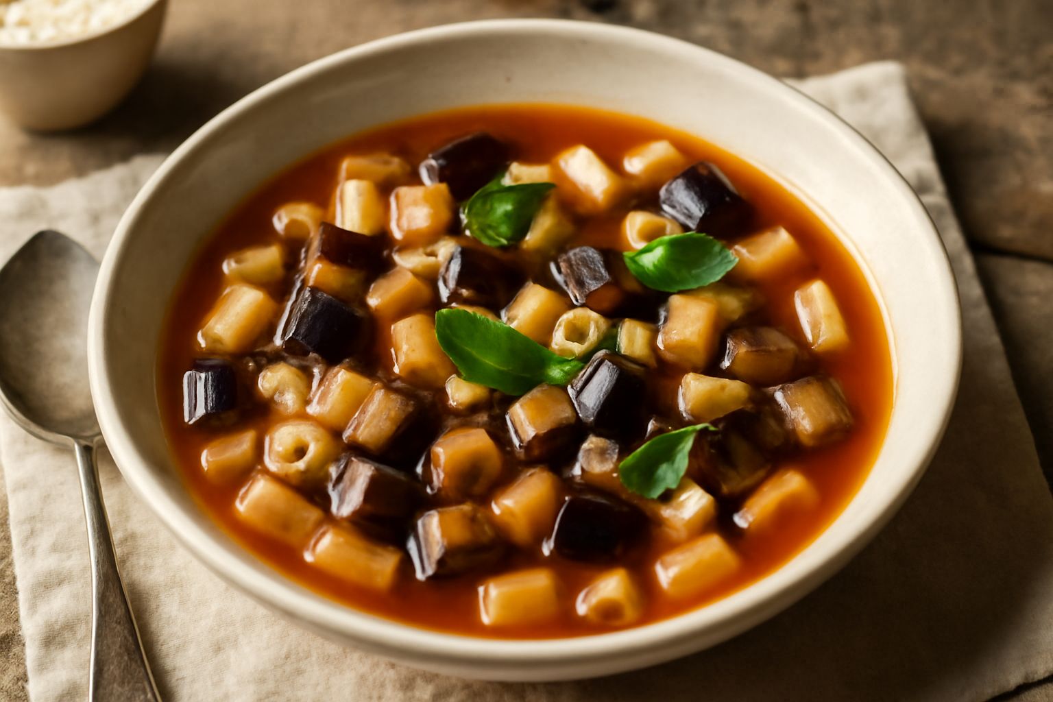 Pasta ca melanzana in brodo