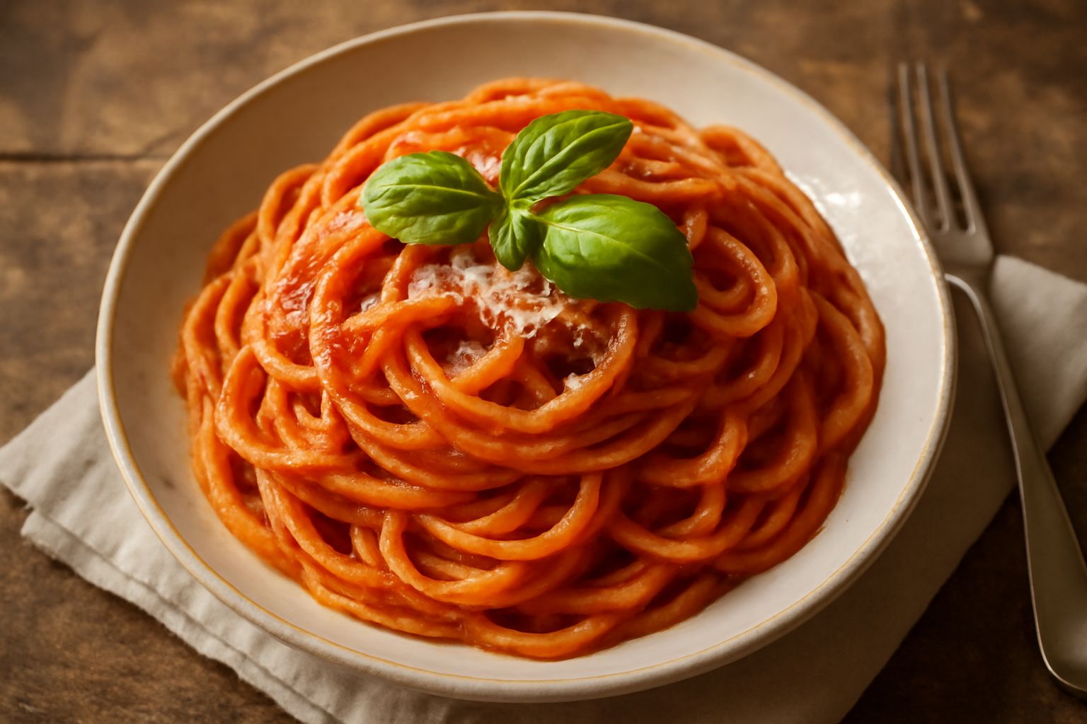 Pasta ca' pummarola e basilicu