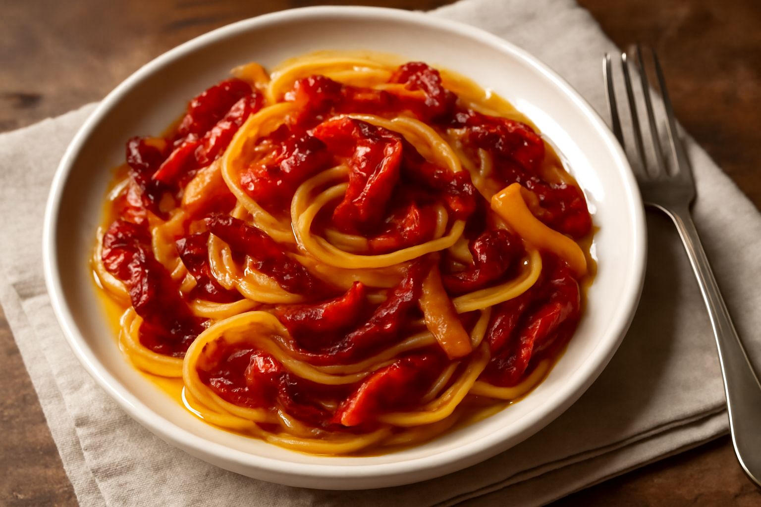 Pasta con i peperoni cruschi
