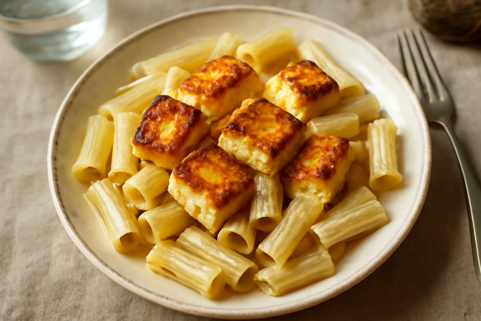 Pasta con la ricotta fritta