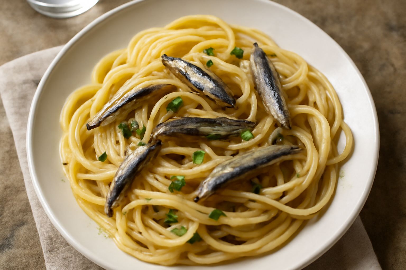 Pasta con le alici salate