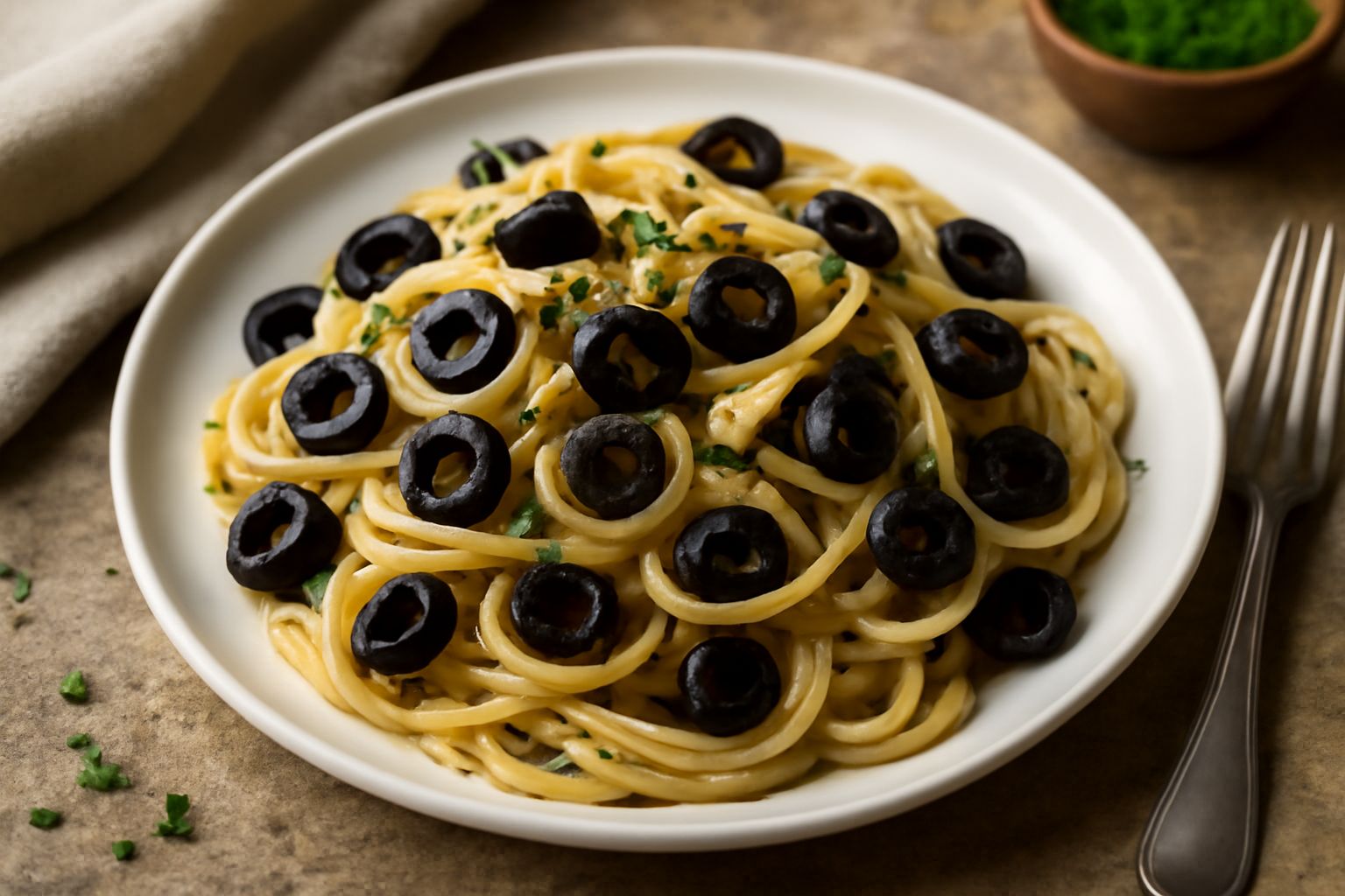 Pasta con le olive nere