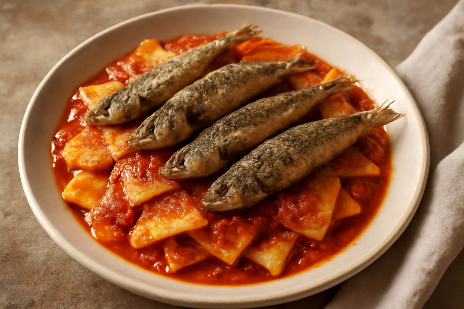 Pasta con le sarde fritte