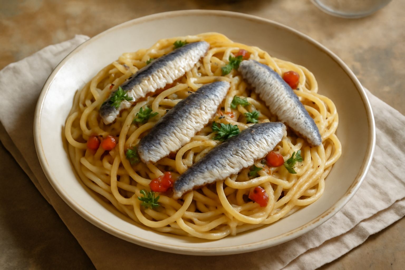 Pasta con le sarde in conserva