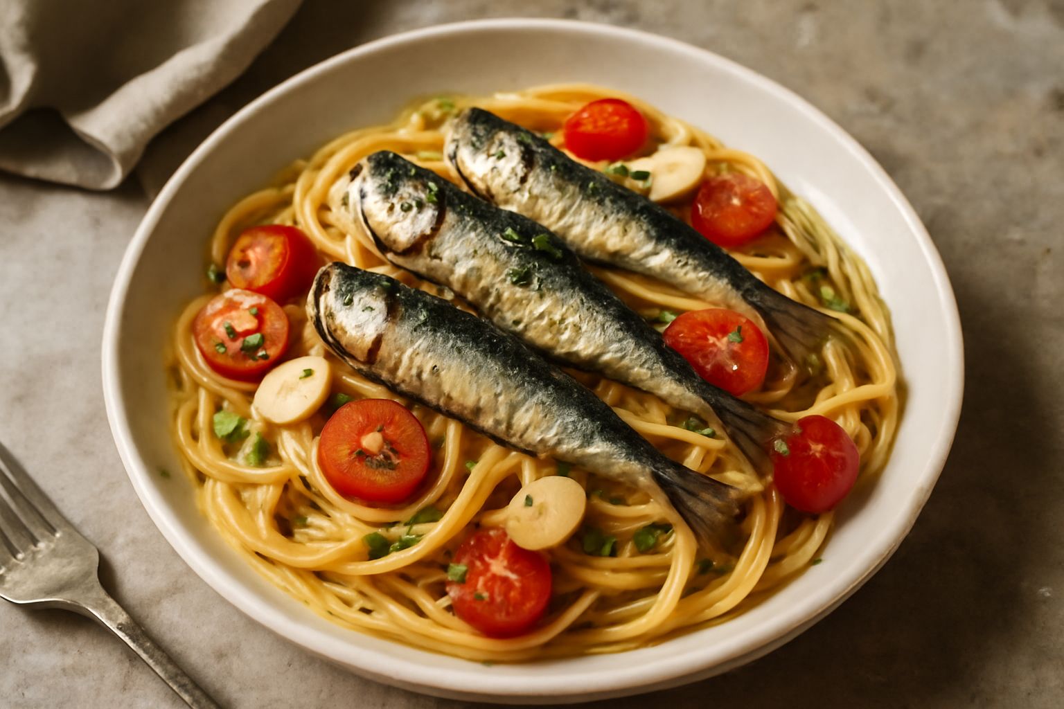 Pasta con le sardine salate