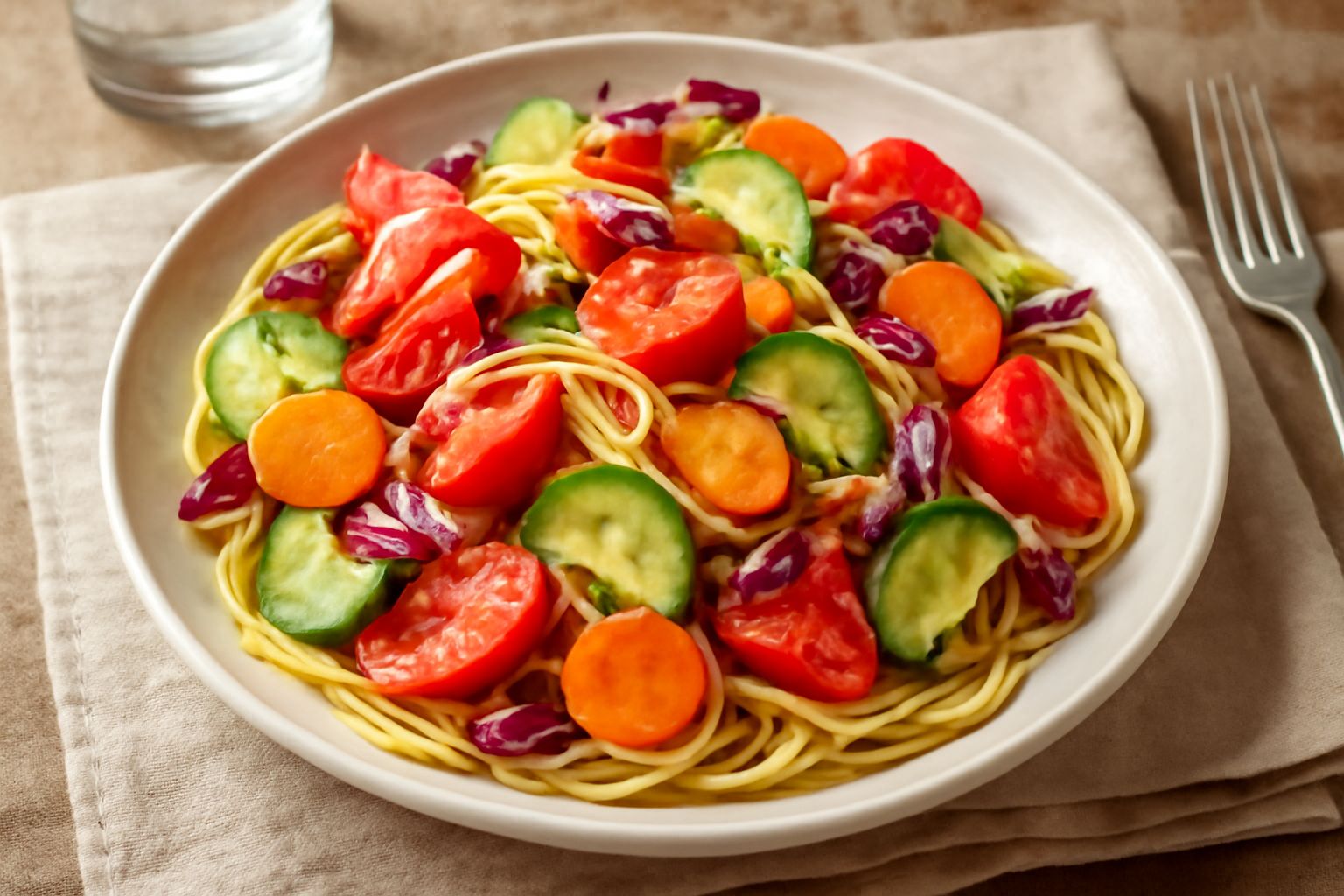 Pasta con le verdure crude